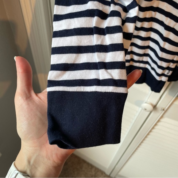 J. Crew Classic Navy Stripe Cardigan - Picture 4 of 6
